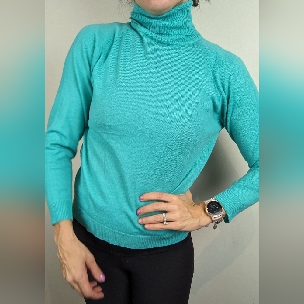 1970s Teal Acrylic Turtleneck Medium